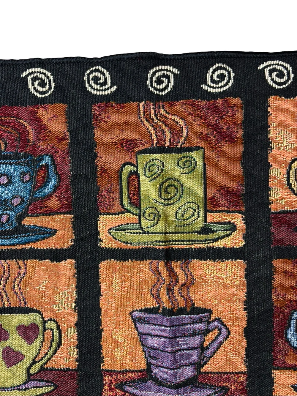 Vintage decorative kitchen table 4 placemats set retro unique stitch coffee cups